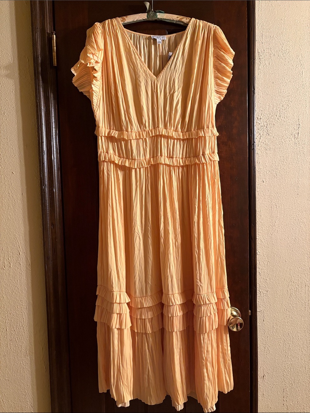 Current Air Yellow Pleated Maxi Dress